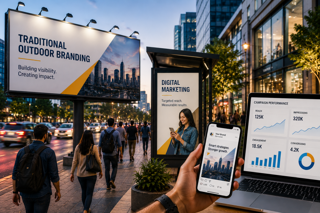 Traditional Outdoor Branding vs Digital Marketing: Finding the Perfect Balance.